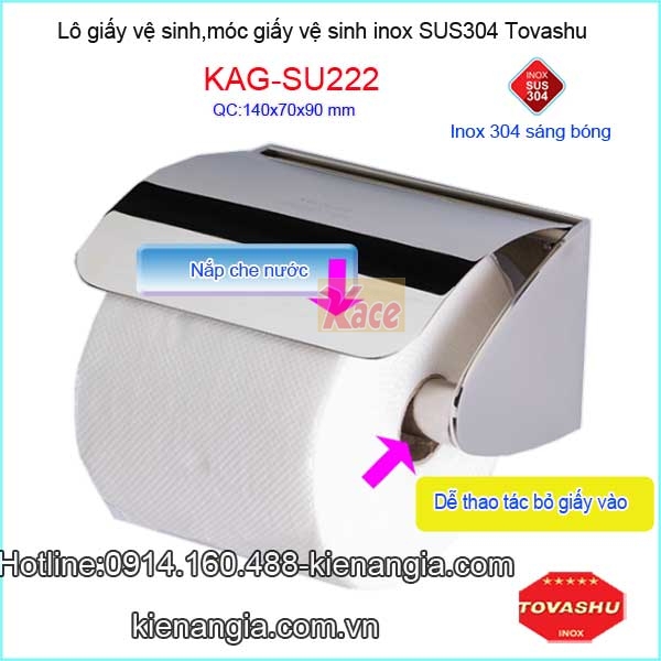 Lô giấy vệ sinh Tovashu inox sus304 KAG-SU222