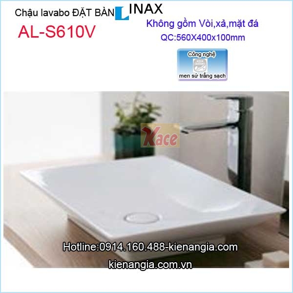 Chậu lavabo vuông đặt bàn Aqua ceramic Inax AL-S610V