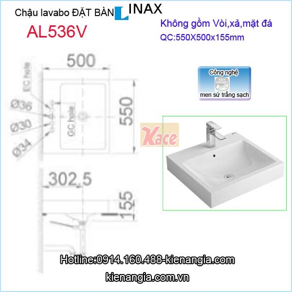 Chau-lavabo-vuong-dat-ban-Inax-AQUA-CERAMIC-AL536V-1
