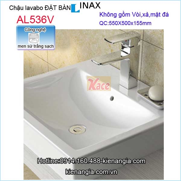 Chậu lavabo vuông đặt bàn Aqua ceramic Inax AL536V