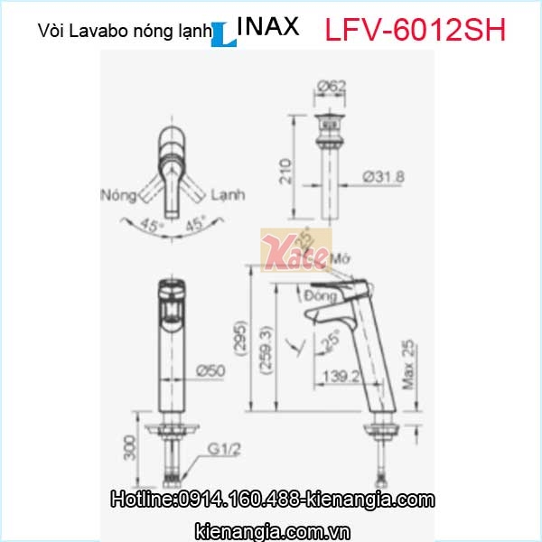 Voi-chau-lavao-nong-lanh-Inax-LFV-6012SH-2