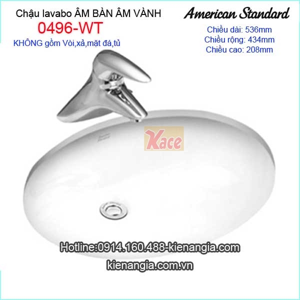 Chậu lavabo American Standard âm bàn 0496-WT