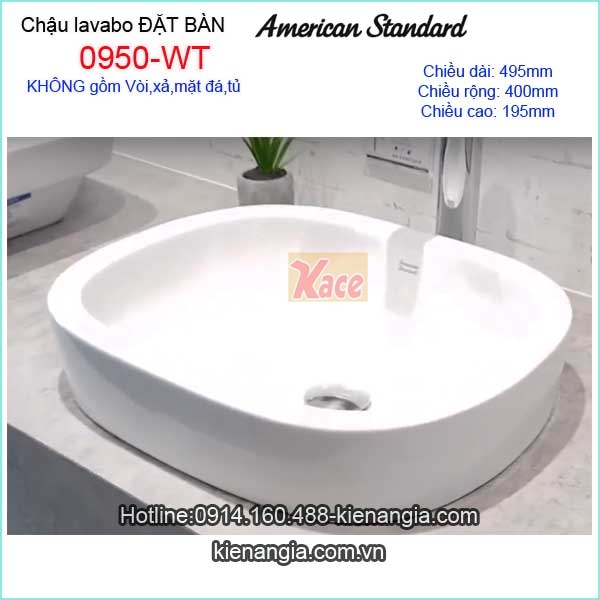 Chậu lavabo đặt bàn American Standard 0950-WT