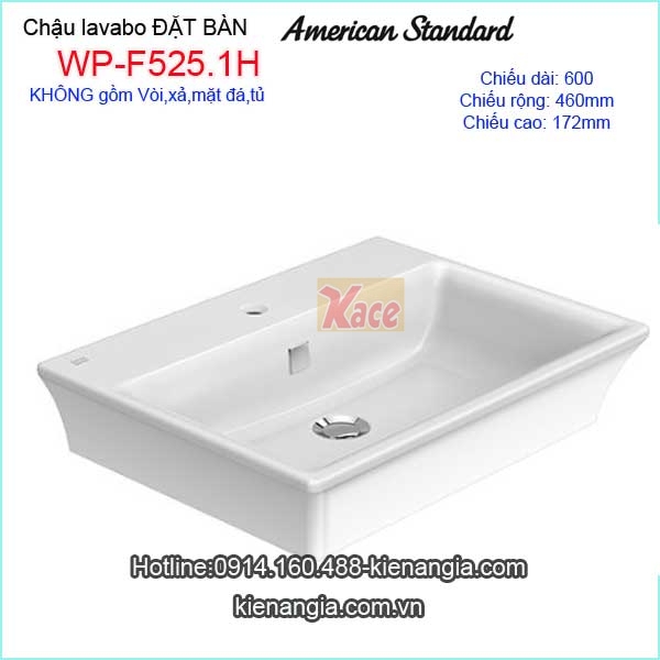 Chậu lavabo đặt bàn vuông American Standard WP-F525-1H