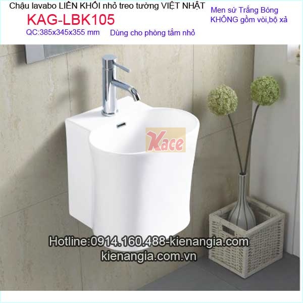 Chậu lavabo liền khối nhỏ treo tường VIỆT NHẬT KAG-LBK105