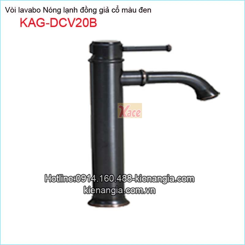 Vòi lavabo nóng lạnh đồng giả cổ màu đen KAG-DCV20B