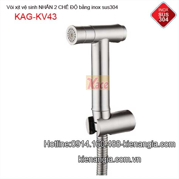 Vòi xịt vệ sinh inox304 nhấn giữ nước 2 chế độ KAG-KV43
