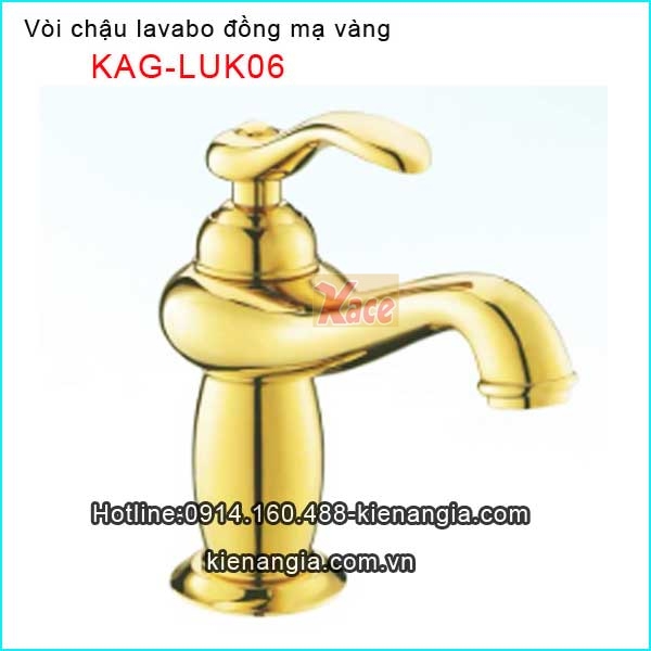 Vòi lavabo đồng mạ vàng nóng lạnh KAG-LUK06
