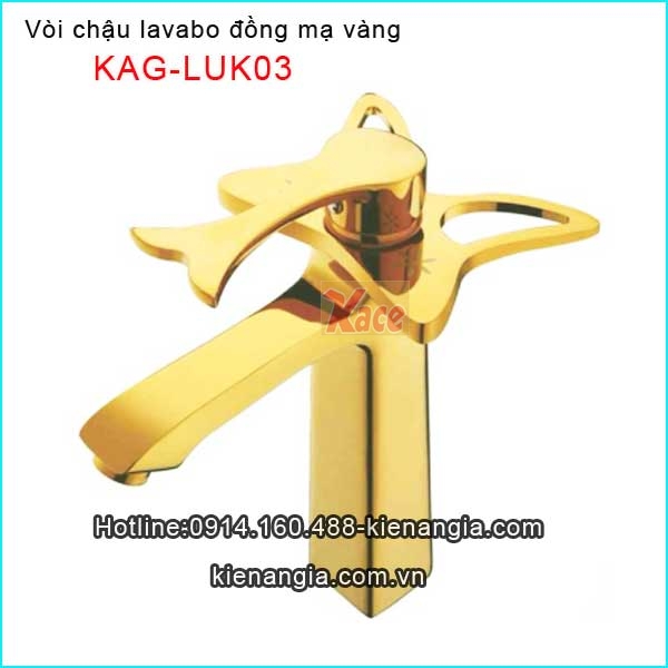 Vòi đồng mạ vàng chậu lavabo nổi đặt bàn KAG-LUK03