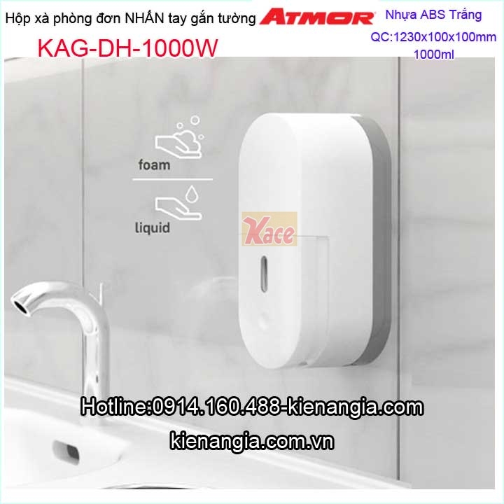 Bình xà phòng nước nhấn tay 1000ml màu trắng ATMOR DH-1000W