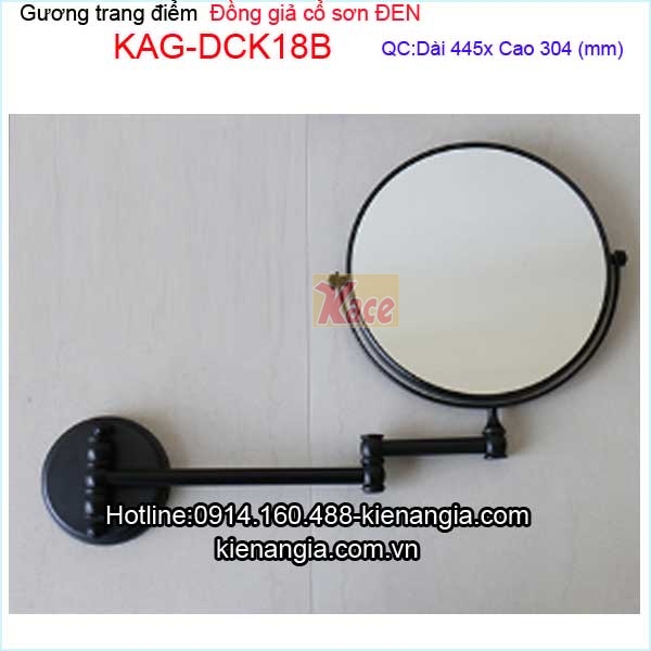 Gương trang điểm đồng giả cổ màu đen gắn tường KAG-DCK18B