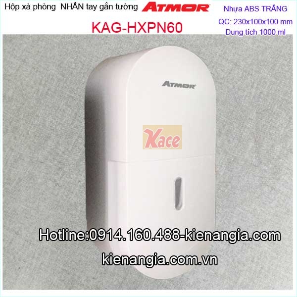 Hộp xà phòng nhấn tay cao cấp màu TRẮNG ATMOR KAG-HXPN60