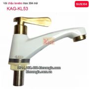 Vòi lạnh chậu lavabo inox304 trắng vàng KAG-KL53