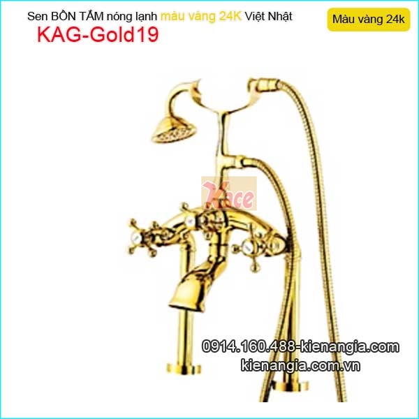 Vòi Sen bồn tắm đồng màu vàng 24K KAG-Gold19