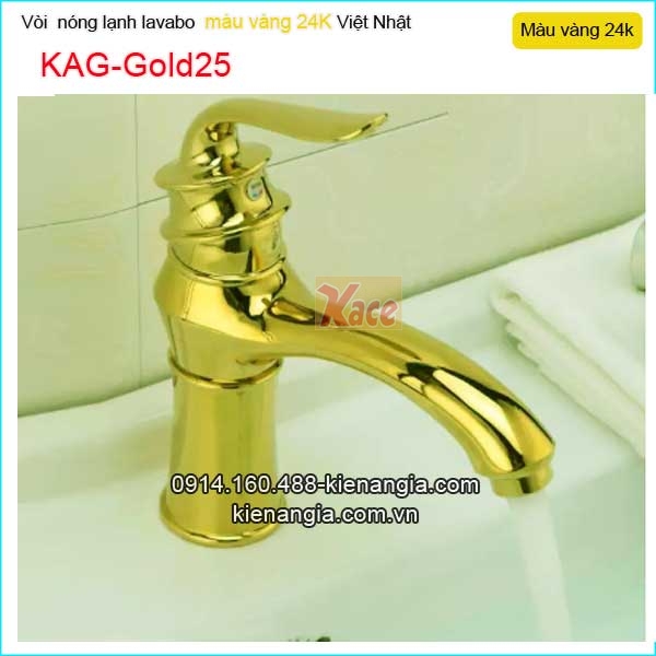 Vòi lavabo nóng lạnh đồng vàng 24K KAG-Gold25