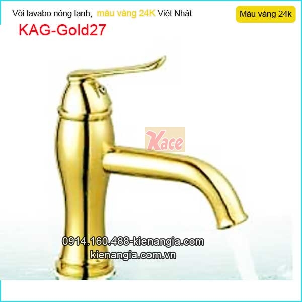 Vòi lavabo nóng lạnh đồng vàng 24K KAG-Gold27