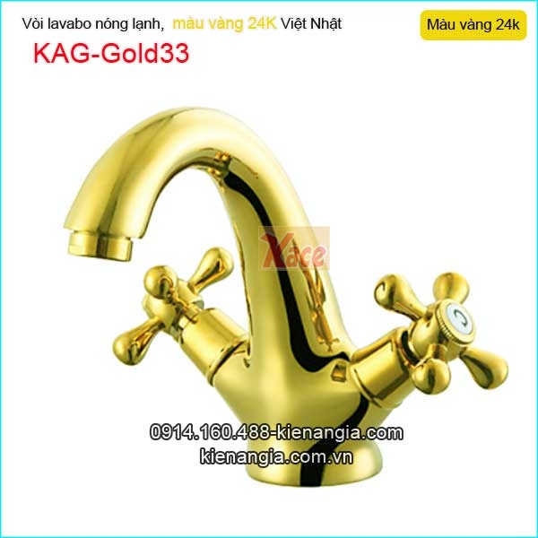 Vòi lavabo nóng lạnh đồng vàng 24K KAG-Gold33