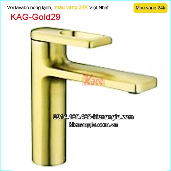Vòi lavabo nóng lạnh đồng vàng 24K KAG-Gold29