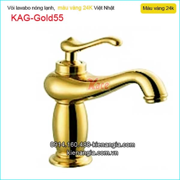 Vòi lavabo nóng lạnh đồng vàng 24K KAG-Gold55