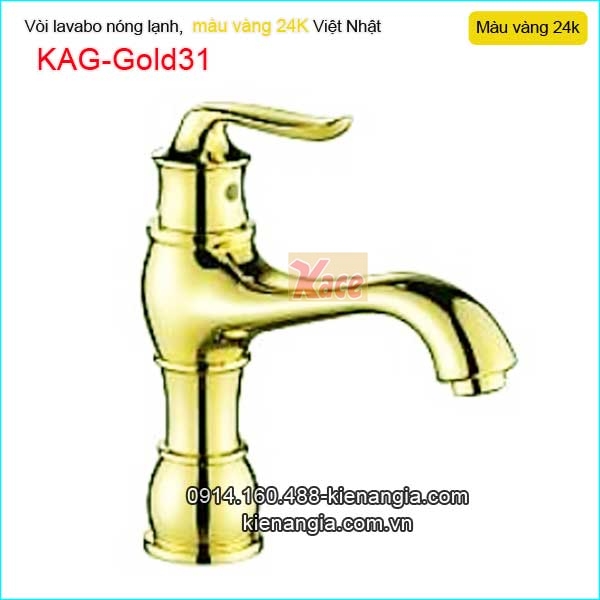 Vòi lavabo nóng lạnh đồng vàng 24K KAG-Gold31