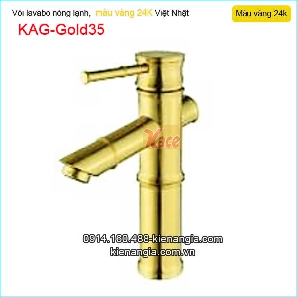 Vòi lavabo nóng lạnh đồng vàng 24K KAG-Gold35