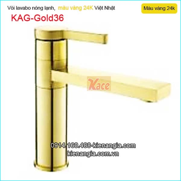 Vòi lavabo nóng lạnh đồng vàng 24K KAG-Gold36