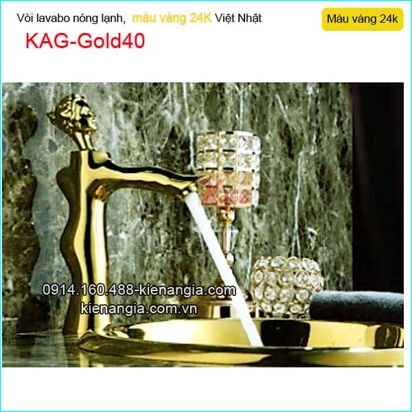 Vòi lavabo nóng lạnh đồng vàng 24K KAG-Gold40