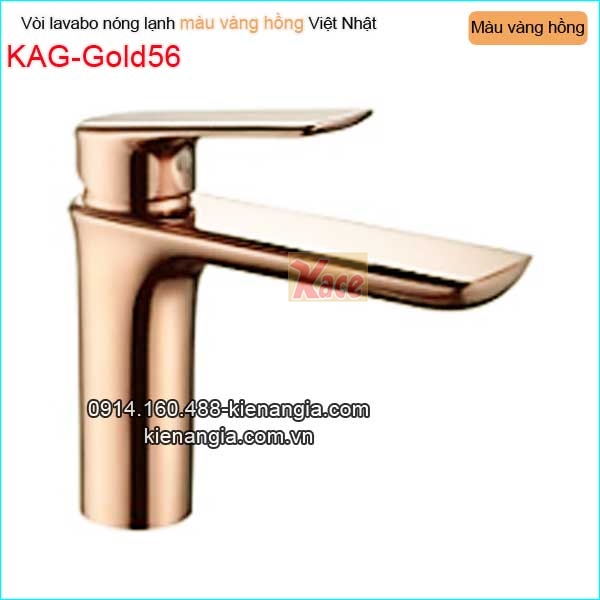 Vòi lavabo nóng lạnh đồng vàng hồng KAG-Gold56
