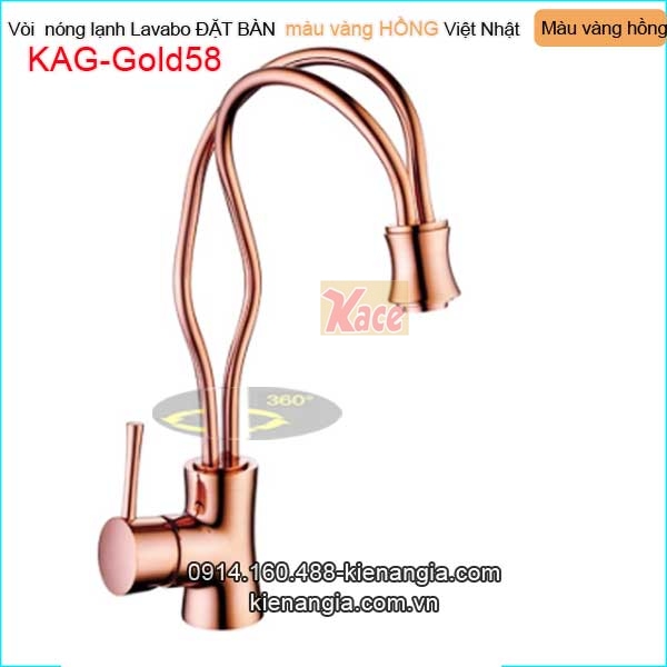Vòi nóng lạnh lavabo đặt bàn đồng vàng hồng KAG-Gold58