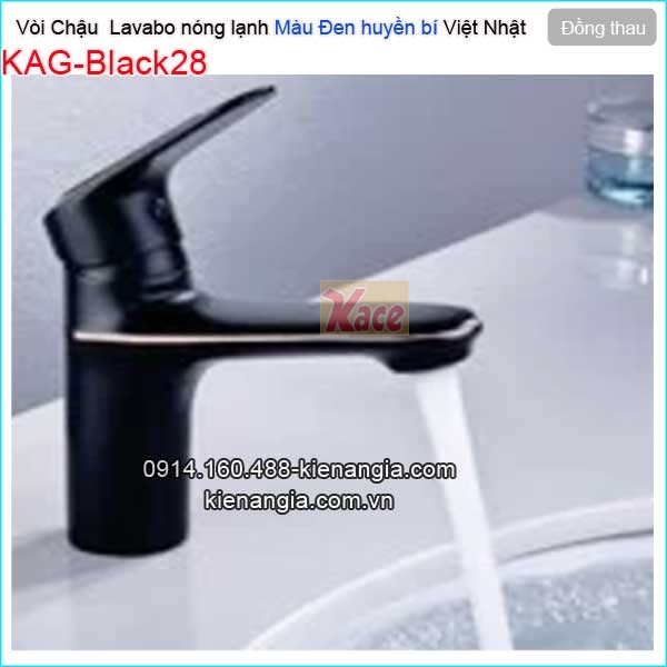 Vòi chậu lavabo màu đen  nóng lạnh KAG-Black28