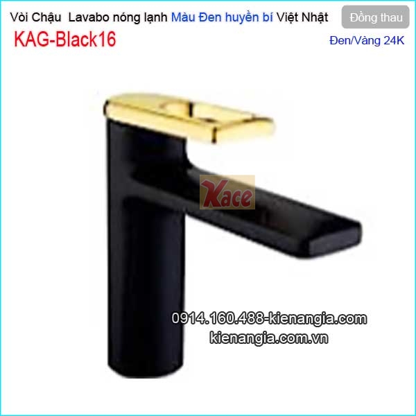 Vòi chậu âm bàn màu đen vàng 24Kđộc đáo nóng lạnh KAG-Black16