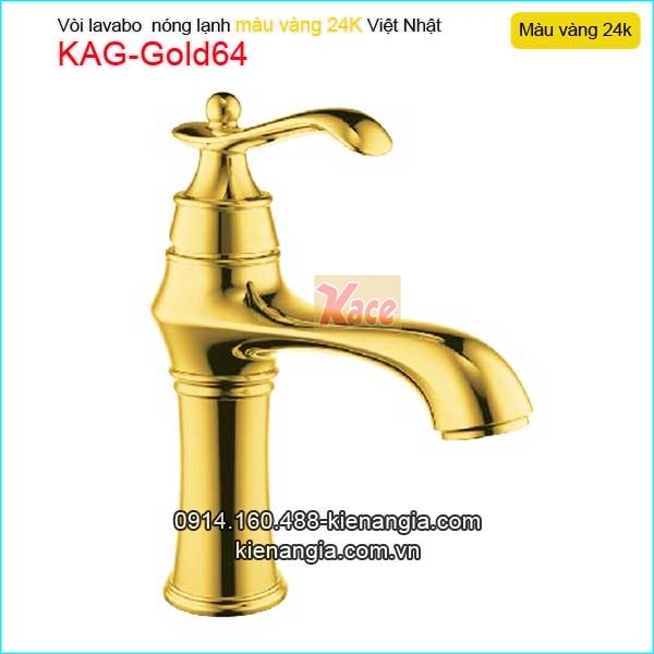 Vòi lavabo nóng lạnh đồng màu vàng 24K KAG-Gold64