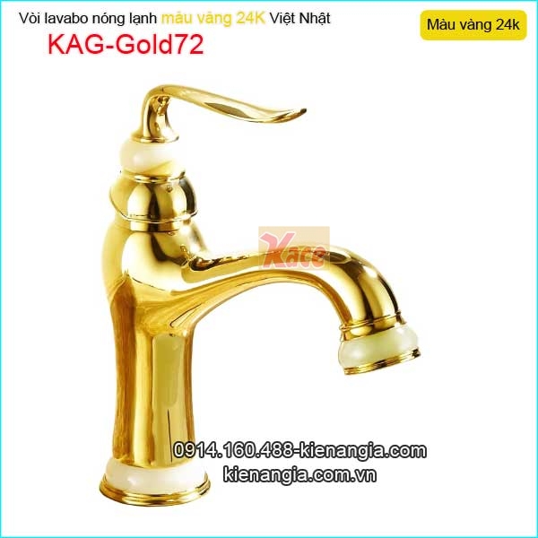 Vòi lavabo nóng lạnh đồng màu vàng 24K KAG-Gold72