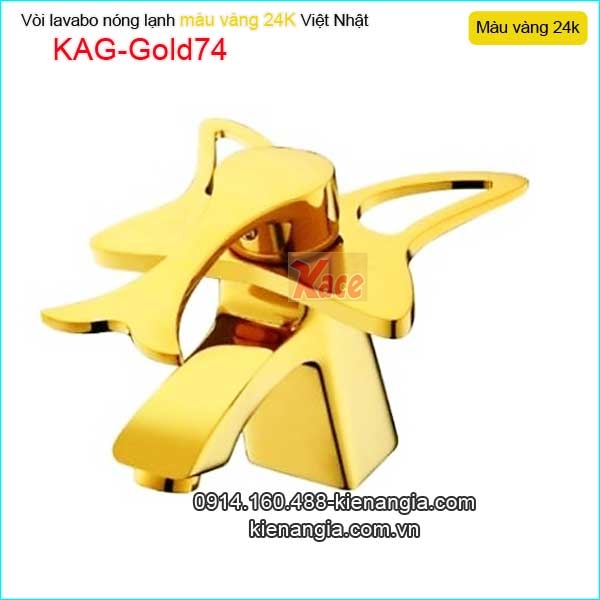 Vòi lavabo nóng lạnh đồng màu vàng 24K KAG-Gold74