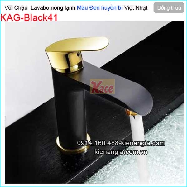Vòi chậu lavabo bằng đồng màu đen vàng 24K KAG-Black41