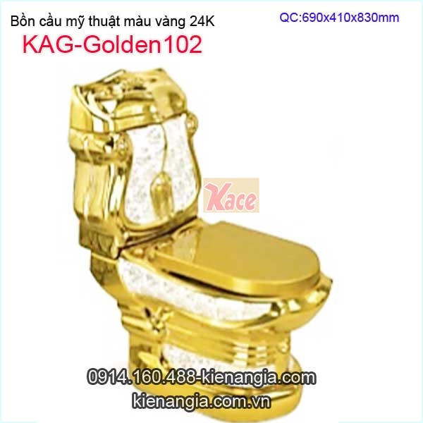 Bồn cầu 1 khối màu vàng 24K KAG-Golden102