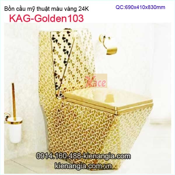 Bồn cầu 1 khối màu vàng 24K KAG-Golden103