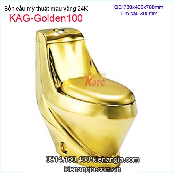Bồn cầu 1 khối màu vàng 24K KAG-Golden100