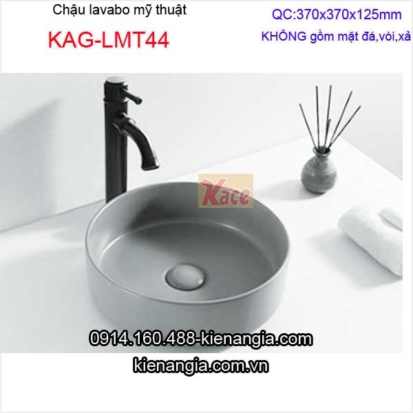 Chậu lavabo tròn bằng sứ mỹ thuật màu xám đặt bàn KAG-LMT44