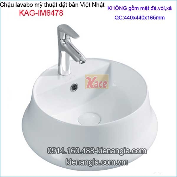 Chậu lavabo kiểu,tô sứ mỹ thuật đặt bàn Việt Nhật KAG-IM6478