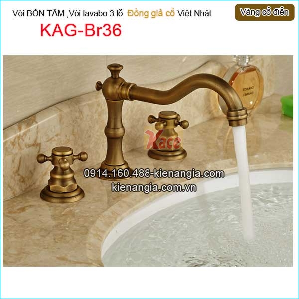 Vòi sen bồn tắm 5 lỗ vàng đồng cổ điển KAG-Br36