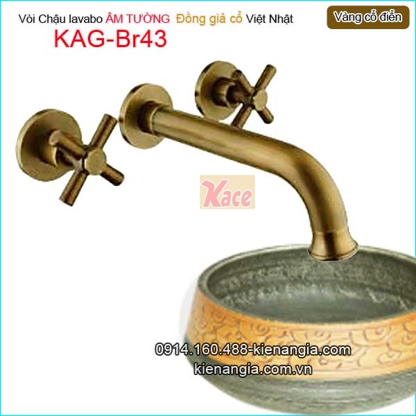 Vòi chậu âm tường đồng cổ điển KAG-Br43
