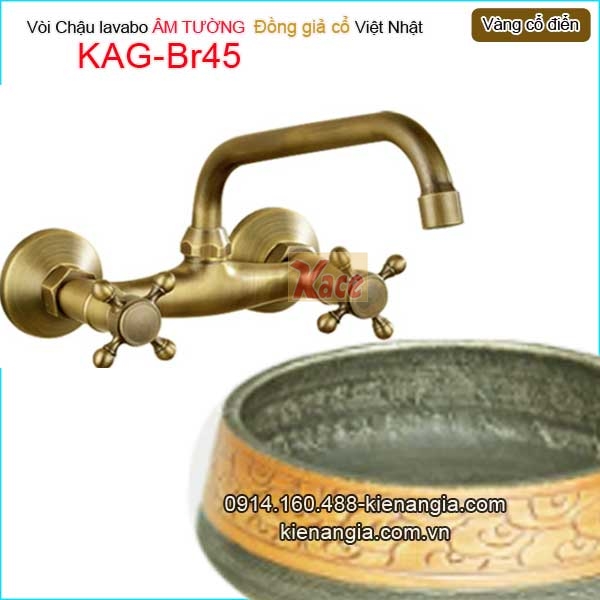 Vòi chậu âm tường đồng cổ điển KAG-Br45