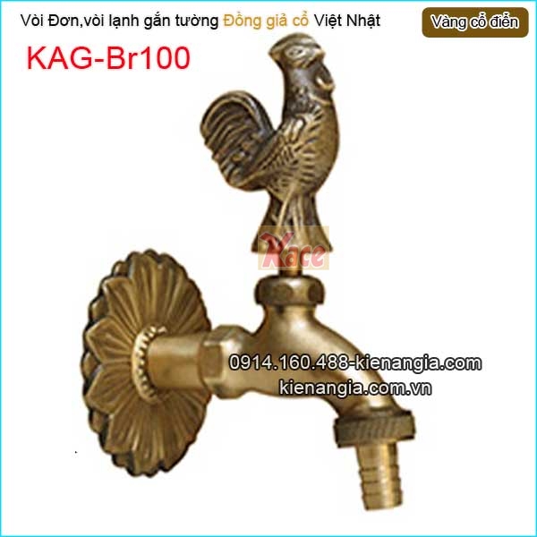 Vòi đơn lạnh gắn tường vàng đồng cổ điển KAG-Br100
