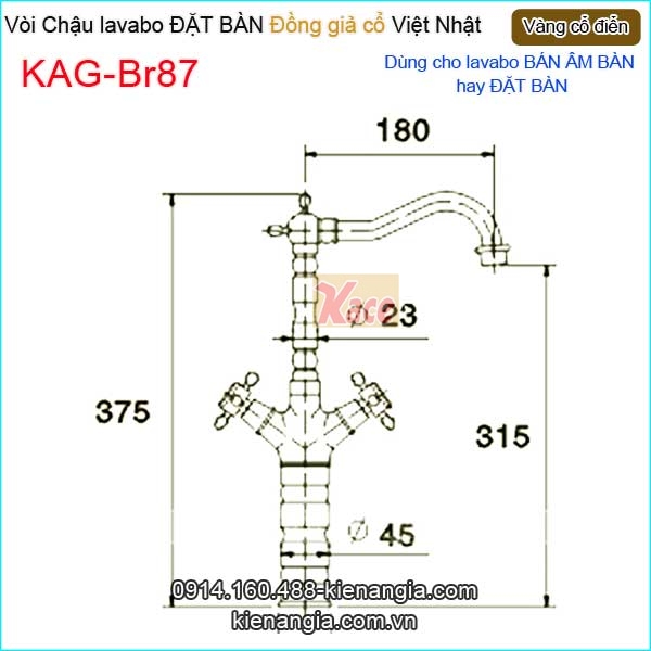 KAG-Br87-Voi-chau-lavabo-DAT-BAN-cach-dieu-vang-dong-co-dien-KAG-B87-tskt