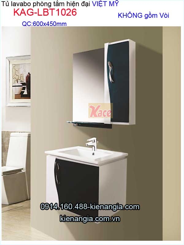Tủ lavabo Việt Mỹ phòng tắm nhỏ xinh dài 60cm KAG-LBT1026