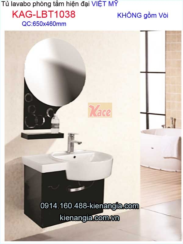 Tủ lavabo Việt Mỹ phòng tắm nhỏ xinh dài 65cm KAG-LBT1038