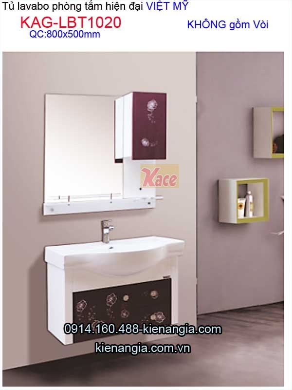Tủ lavabo phòng tắm hiện đại Việt Mỹ dài 80cm KAG-LBT1020