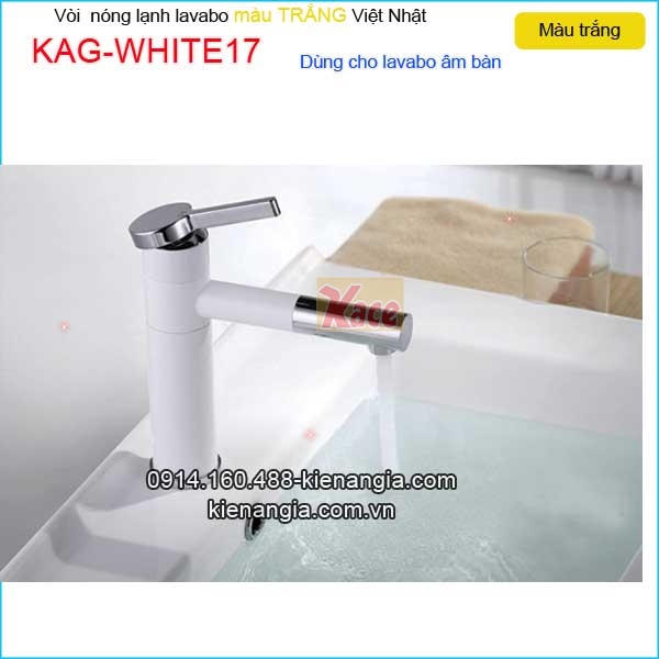 Vòi lavabo đầu xoay 360 độ cao 20cm trắng KAG-WHITE17