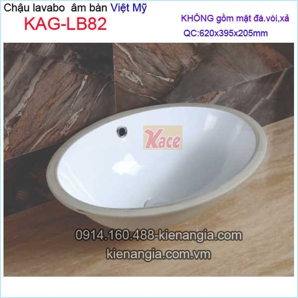 Chậu lavabo  âm bàn 62X39,5 cm Việt Mỹ KAG-LB82